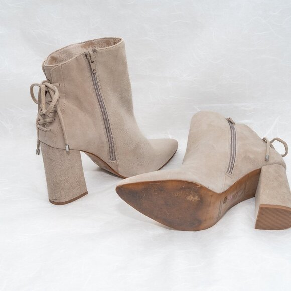 Chinese Laundry Tan Ankle Booties with Block Heel - Picture 5 of 9
